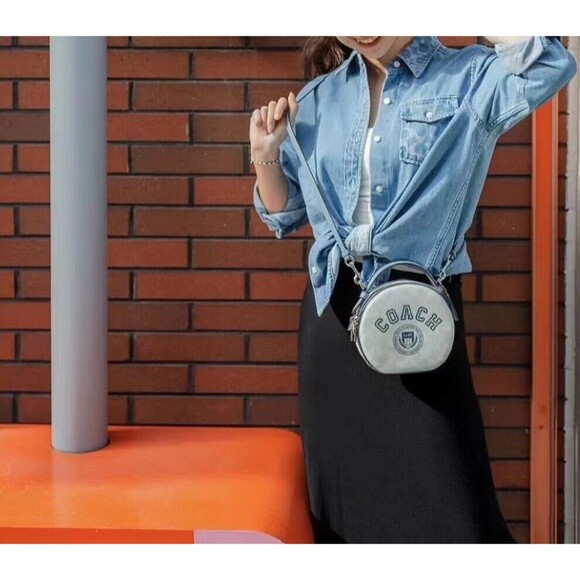 Coach CB870 Canteen Crossbody In Signature Canvas Varsity Motif Chalk Indigo NWT - Picture 10 of 12